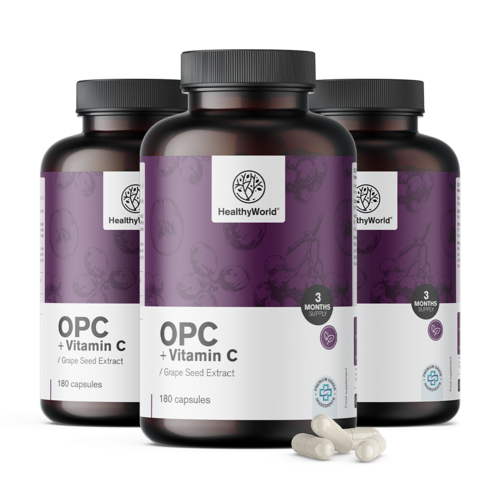3x OPC – iz grozdnih pešk + vitamin C, skupaj 540 kapsul