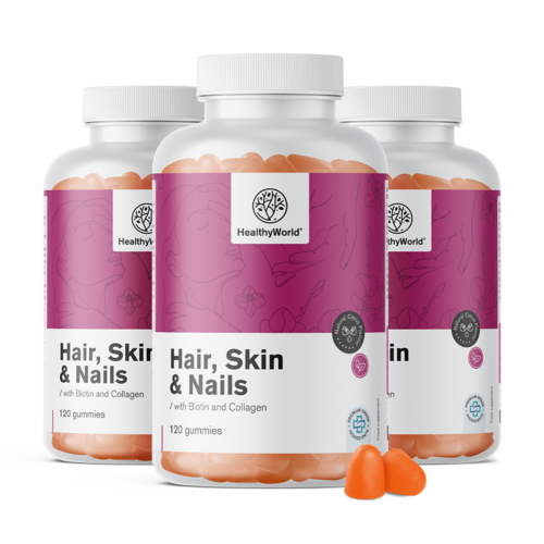 3x Hair, Skin & Nails – Gumiji za lase, kožo in nohte, skupaj 360 gumi bonbonov