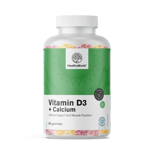 Vitamin D3 + Kalcij, 60 gumi bonbonov