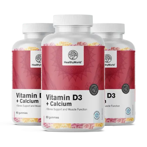 3x Vitamin D3 + Kalcij, skupaj 180 gumi bonbonov