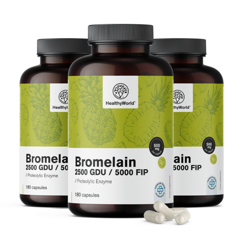 3x Bromelain 500 mg, skupaj 540 kapsul