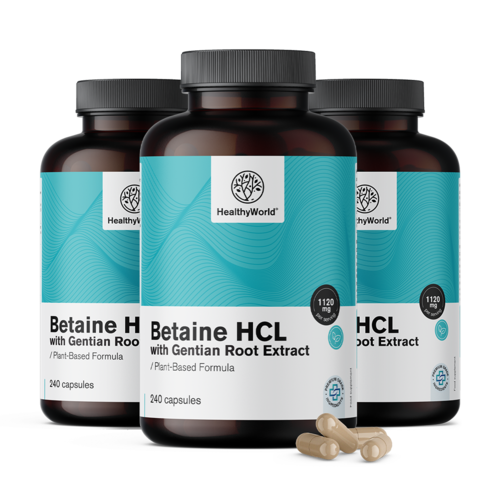 3x Betain HCL 1120 mg, skupaj 720 kapsul