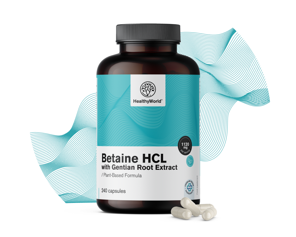3x Betain HCL 1120 mg, skupaj 720 kapsul - HealthyWorld.si