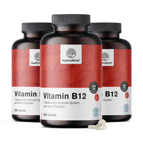 3x Vitamin B12 500 µg, skupaj 1095 tablet