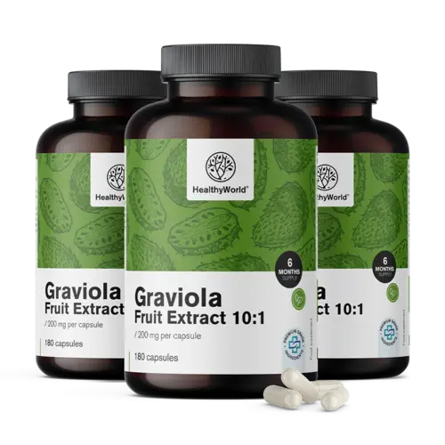 3x Graviola 200 mg – izvleček 10:1, skupaj 540 kapsul