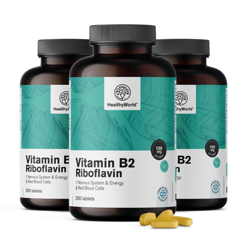 3x Vitamin B2 – riboflavin 100 mg, skupaj 600 tablet