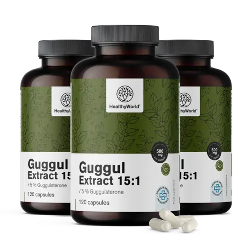 3x Guggul 500 mg – izvleček 15:1, skupaj 360 kapsul