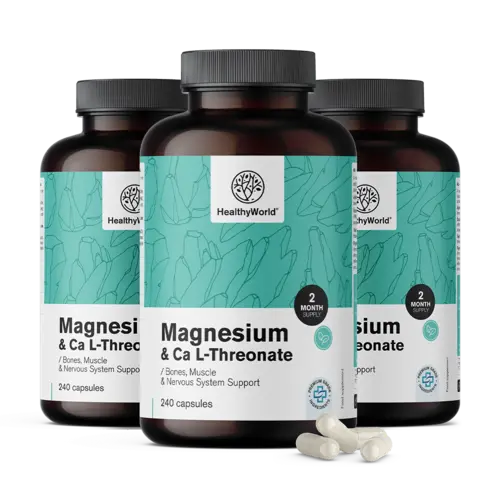 3x Magnezij + Kalcijev L-Treonat, skupaj 720 kapsul