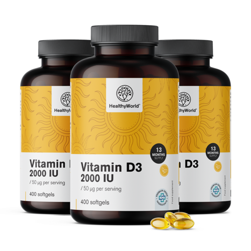 3x Vitamin D3 2000 i.e., skupaj 1200 mehkih kapsul