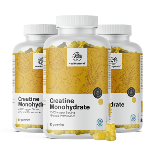 3x Kreatin monohidrat 3000 mg – ananas, skupaj 270 gumi bonbonov