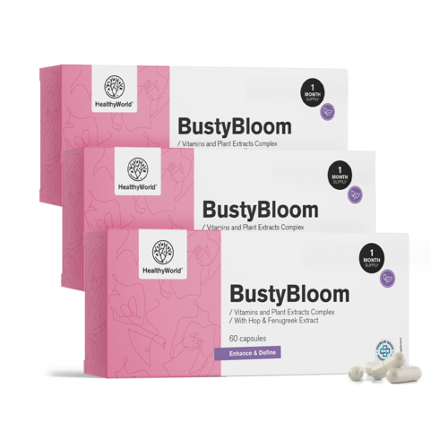 3x BustyBloom – kompleks vitaminov in rastlinskih izvlečkov, skupaj 180 kapsul
