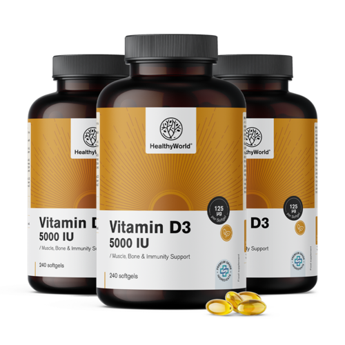 3x Vitamin D3 5000 i.e., skupaj 720 mehkih kapsul